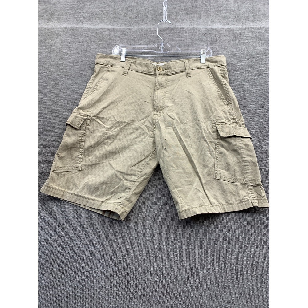 Signature By Levi Strauss & Co Cargo Shorts Mens 36 Beige Logo High Rise Ripstop